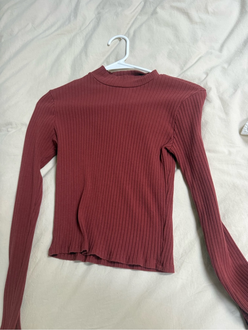 Orange mock neck ribbed long sleeve size s